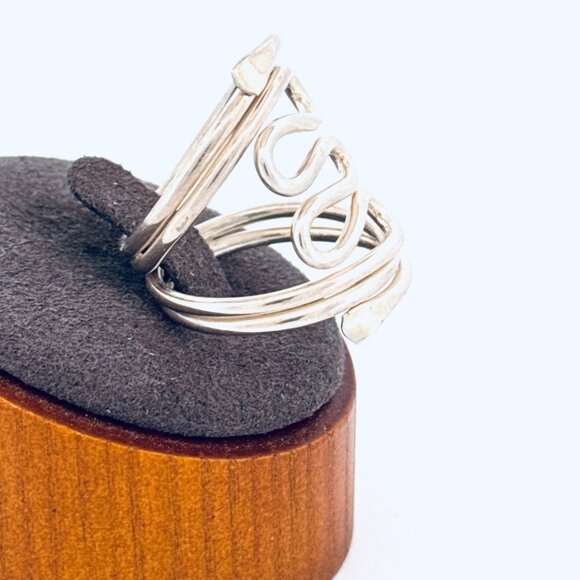 Estate Vintage Silver 960 Sculptural Wave Wrap Ring Size 8, 8.9g Modernist Look - Picture 2 of 11